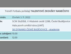 Trenéři Fotbalu pořádají TALENTOVÉ ZKOUŠKY NANEČISTO